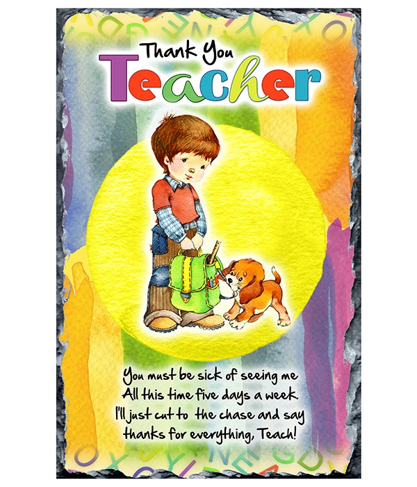 Thank You Teacher - Boy & Puppy Playing Slate