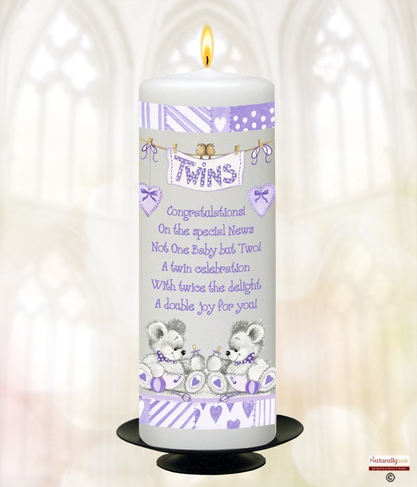 Cute Teddy Twins Candle (White)
