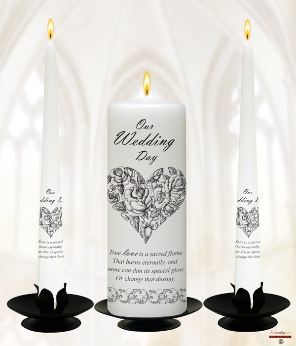 Rose Heart Silver on Ivory or White