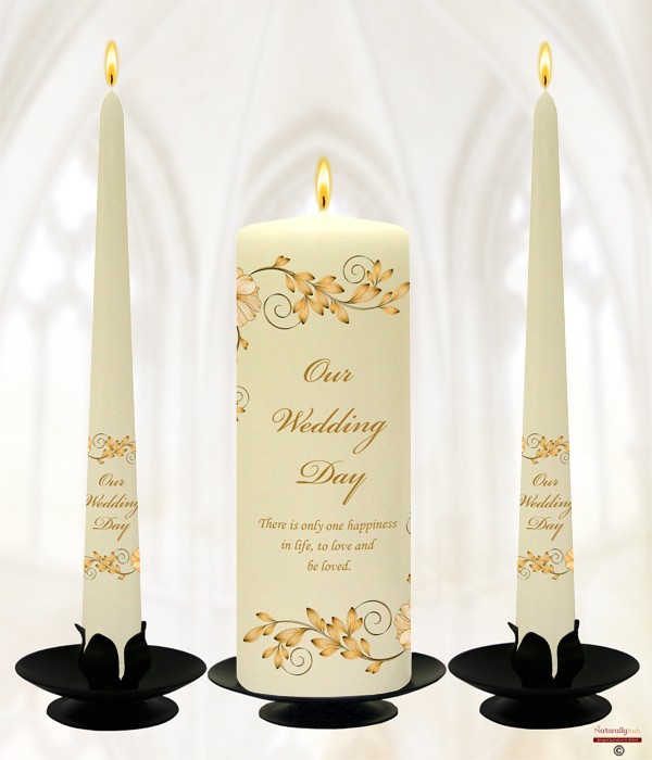 Flower Swirls Gold on Ivory or White