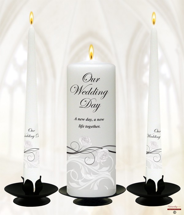 Entwined Roses Silver on Ivory or White
