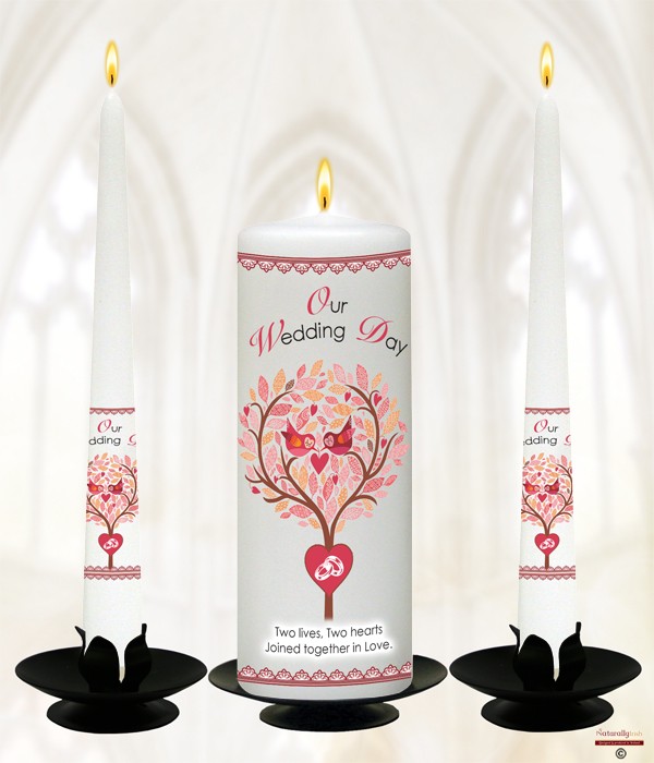 Love Bird, Hearts & Rings On White or Ivory