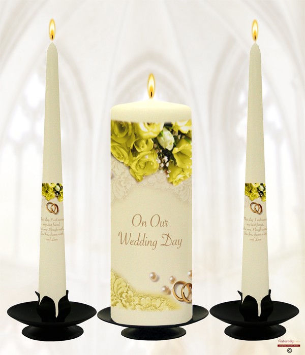 Pearl, Rings & Yellow Roses Gold on Ivory or White