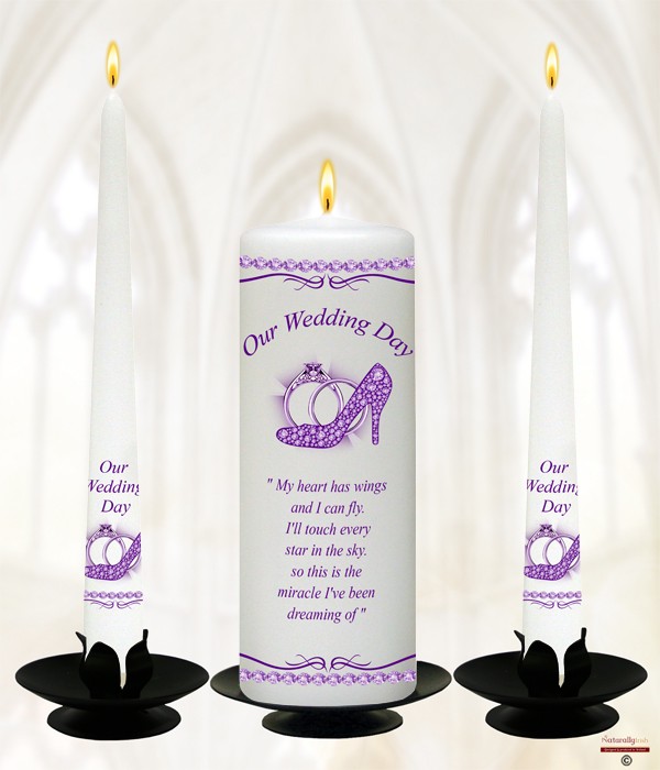 Glass Slipper & Rings Purple on Ivory or White