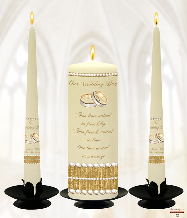 Elegant Rings & Pearls Gold Script On Ivory or White