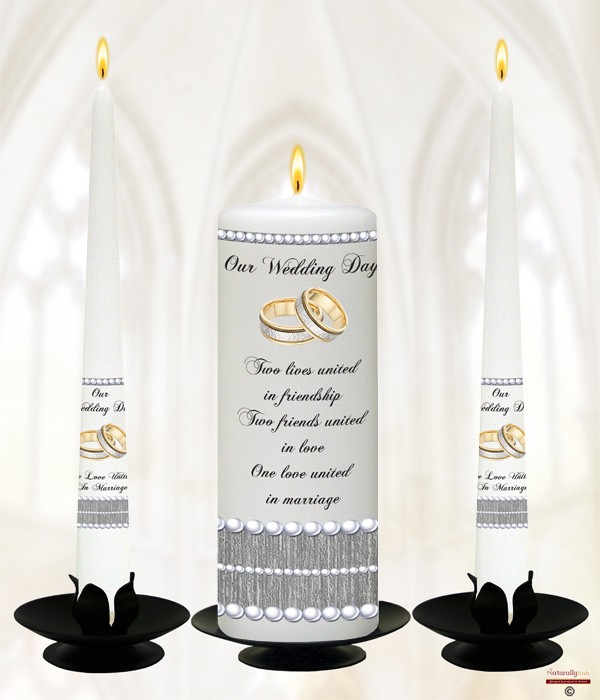 Elegant Rings & Pearls Silver Script On White or Ivory