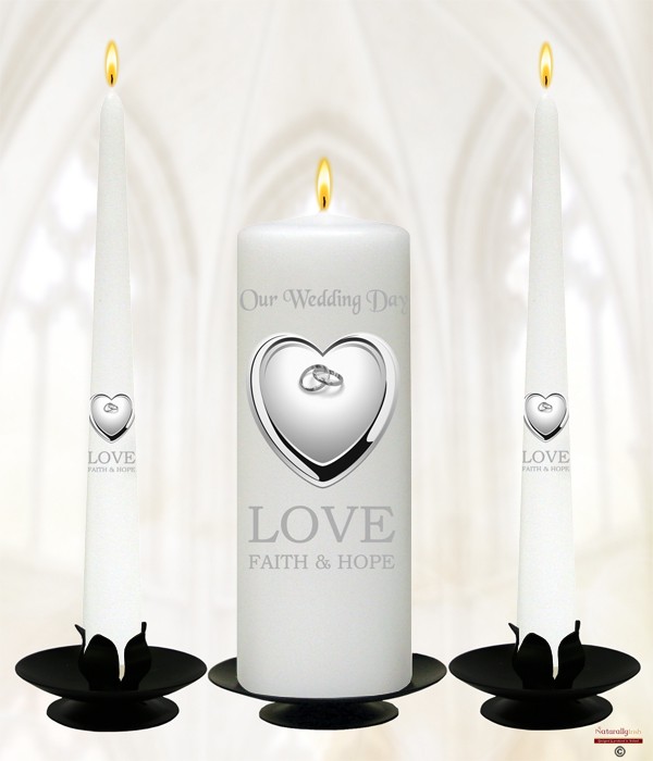 Heart in Rings Silver on White or Ivory
