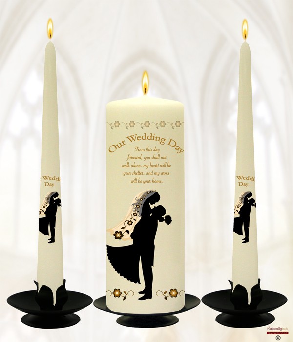 In His Arms Silhouette Gold on Ivory or White
