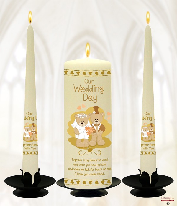 Heart Ted Bride & Groom Gold on Ivory or White