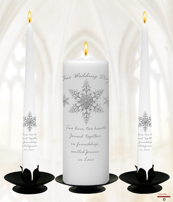 Snow Stars & Hearts Silver on Ivory or White