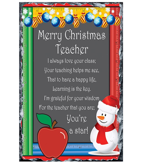 Naturally Irish Blackboard Merry Christmas Teacher Apple