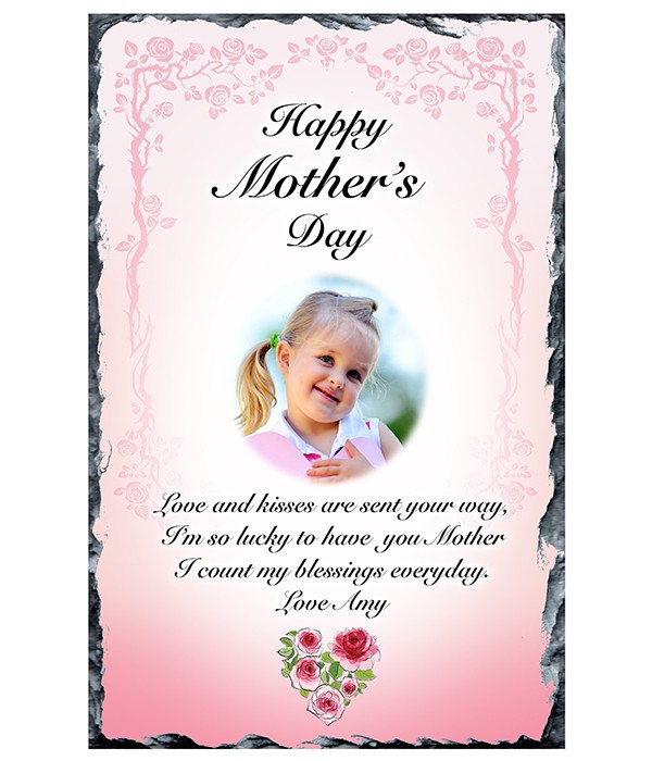 Mothers Day Red Rose Heart Photo Slate