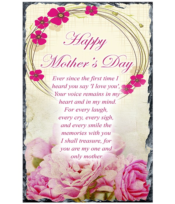 Mothers Day Wine & Pink Roses Slate