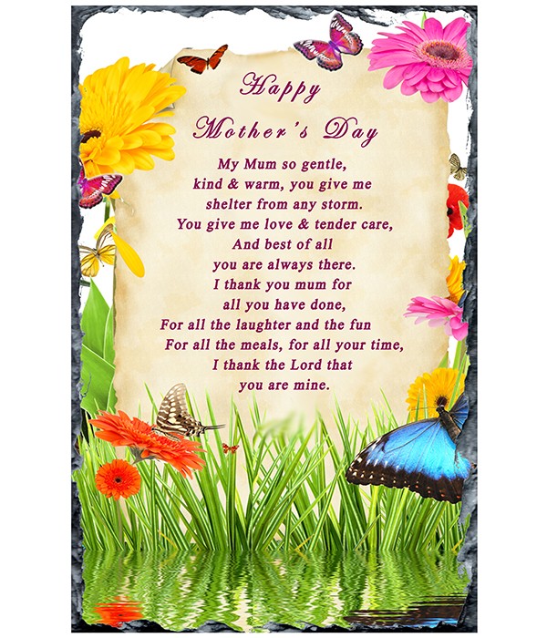Mothers Day Butterflies & Flowers Slate
