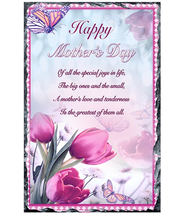 Mothers Day Tulips & Butterflies Slate