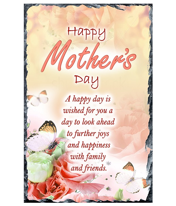 Mothers Day Peach Rose & Butterflies Slate