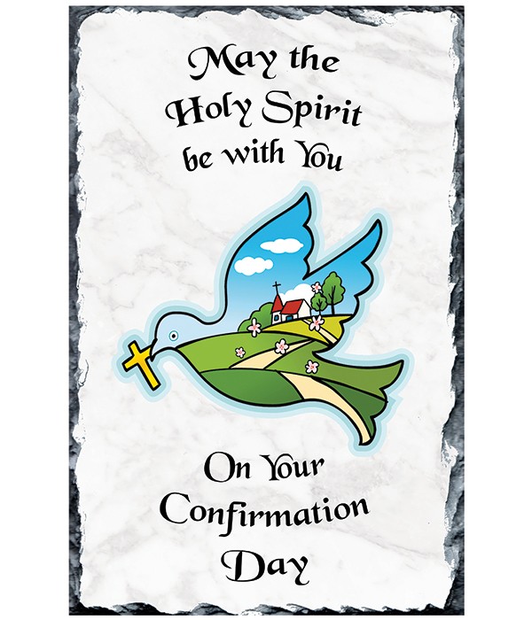 Confirmation Dove, Cross and House Slate