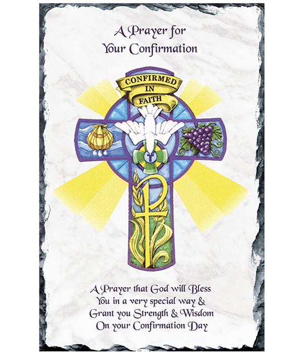 Confirmation Dove & Purple Cross Slate