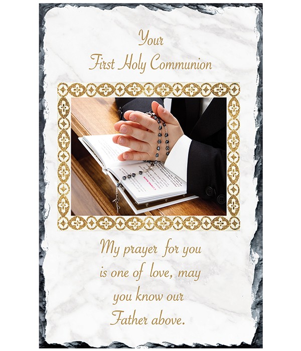 Hands and Bible Boy Communion Slate