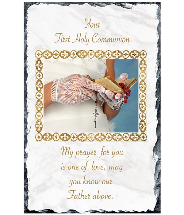 Hands and Bible Girl Communion Slate