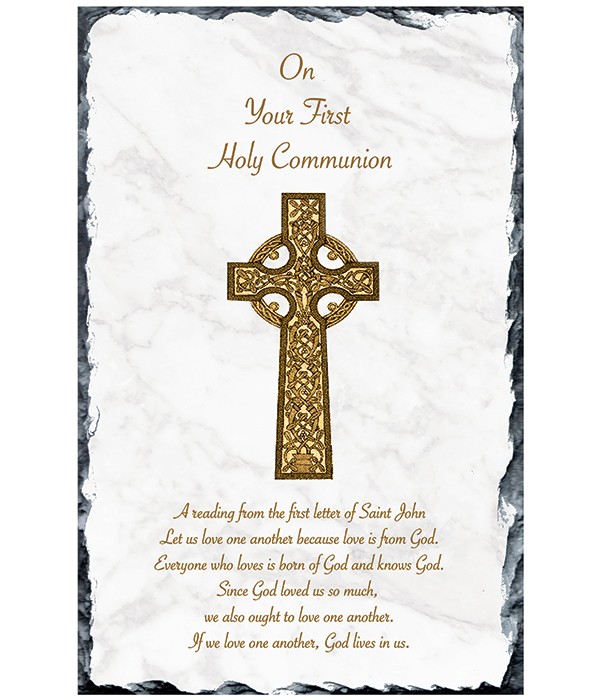 Communion Celtic Cross Gold Slate