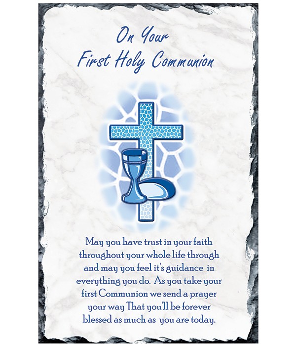 Communion Cross & Chalice Blue Slate