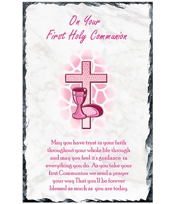 Communion Cross & Chalice Pink Slate