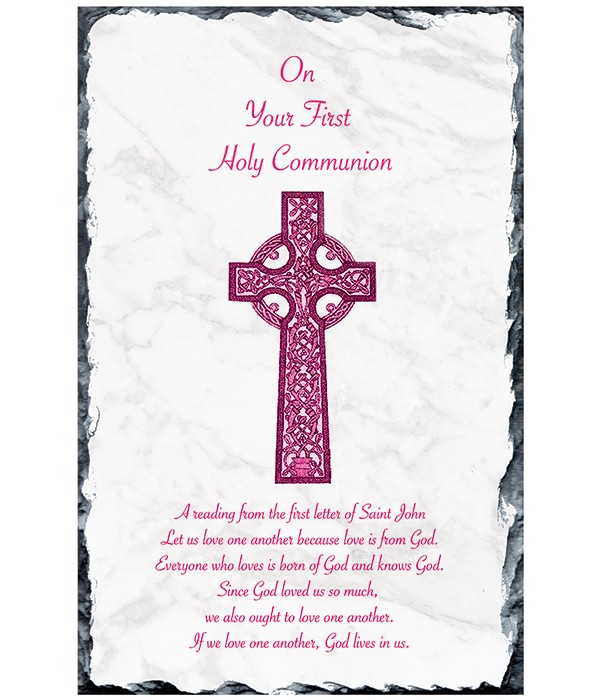 Communion Celtic Cross Pink Slate