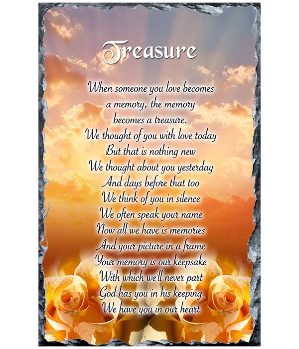 Remembrance Slate Peach Roses Treasure