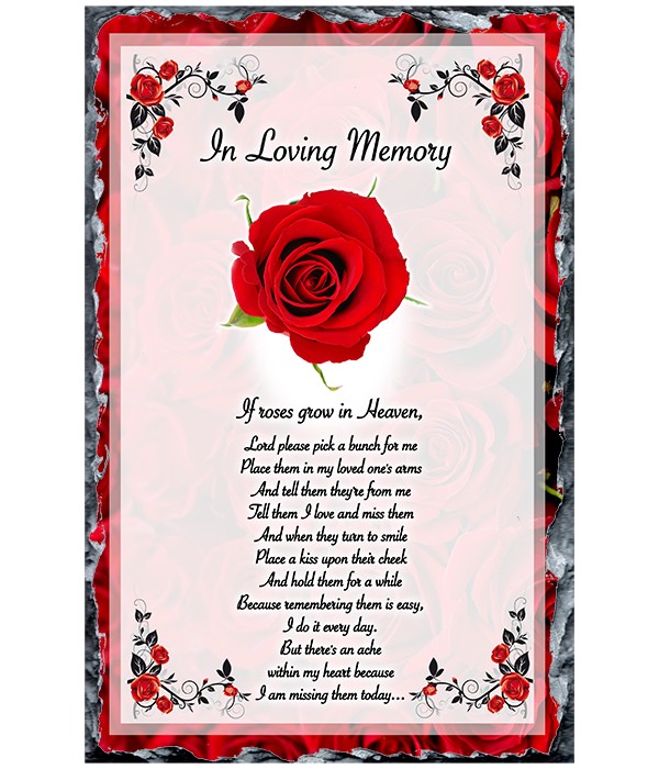 Remembrance Slate Red Roses