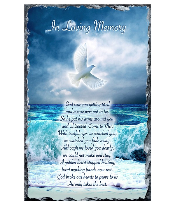 Remembrance Slate Doves & Waves Blue