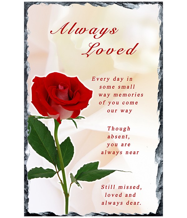Remembrance Slate Single Red Rose