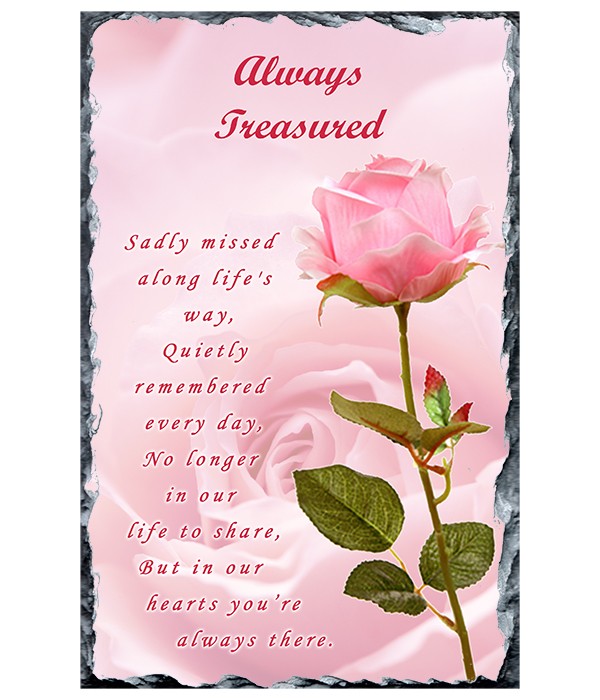 Remembrance Slate Single Pink Rose