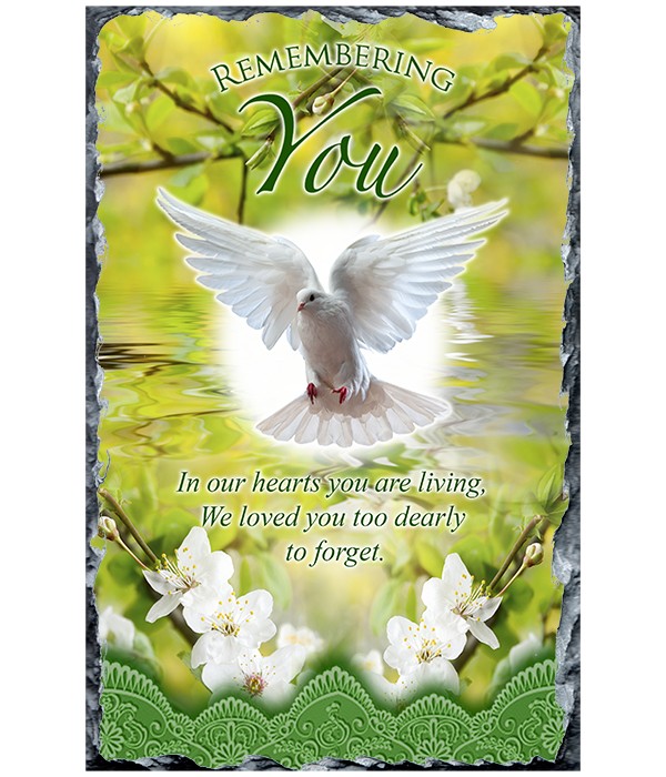 Remembrance Slate Dove & Flowers Green