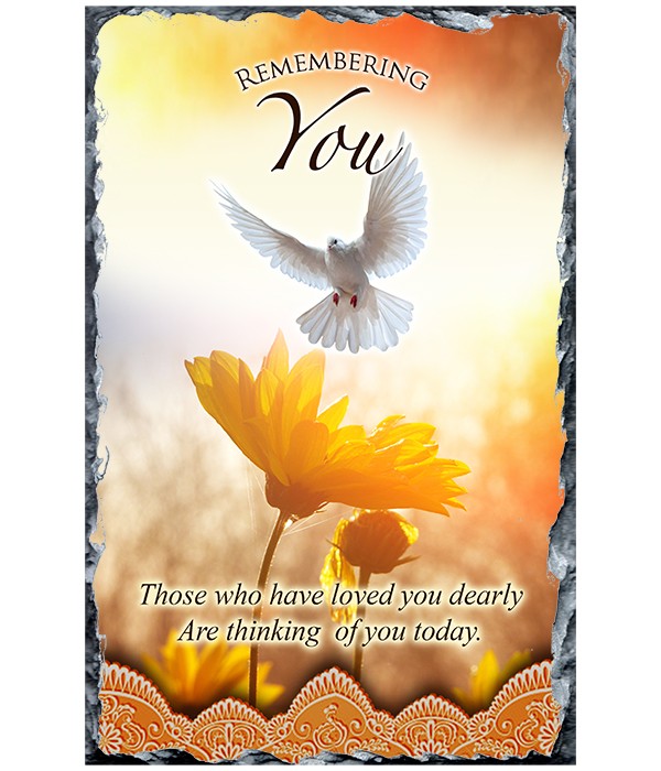 Remembrance Slate Dove & Orange Flowers