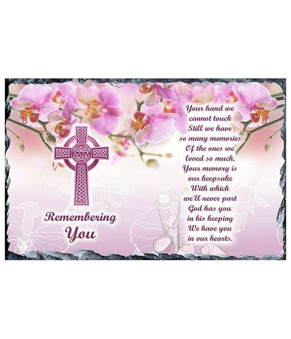 Remembrance Slate Pink Orchids & Cross