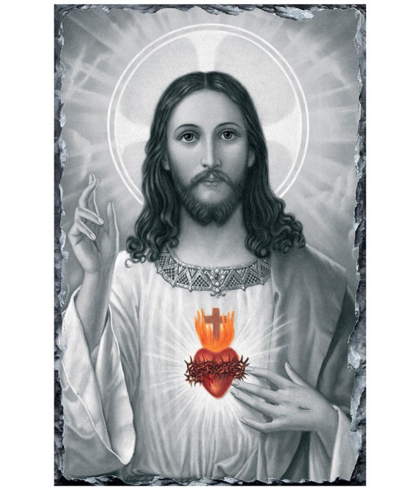 Sacred Heart of Jesus Black & White Large Slate