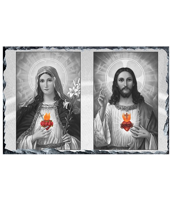 Blessed Mary & Sacred Heart Black & White Large Slate