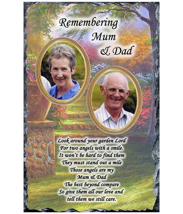 Remembrance Slate Garden & Two Photos in Two Frames