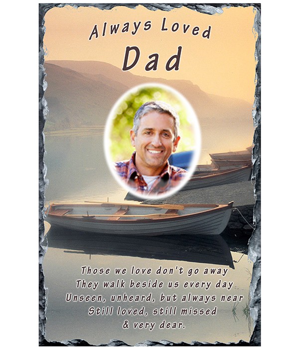 Remembrance Slate Sunrise & Rowing Boats with Photo