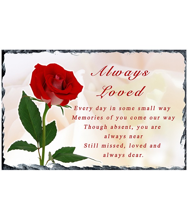 Remembrance Slate Red Rose (Landscape)