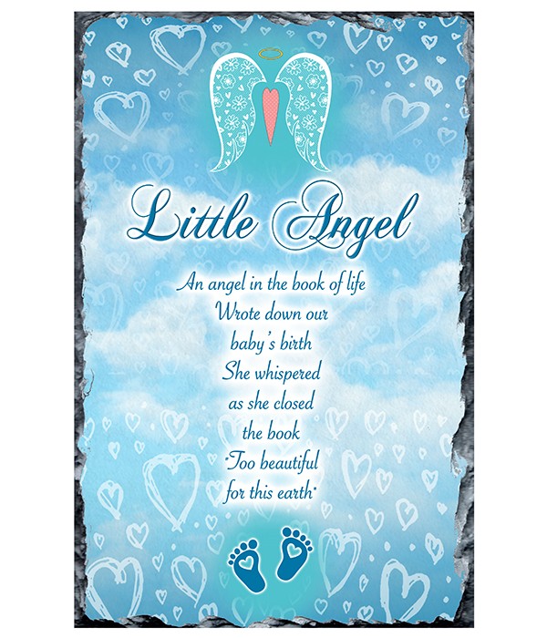Remembrance Slate Angel Wings Blue