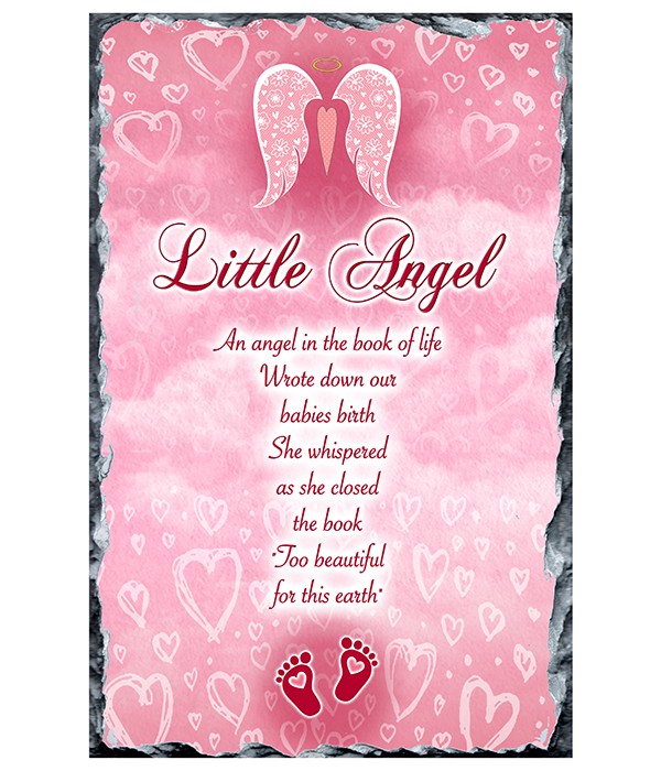 Remembrance Slate Angel Wings Pink