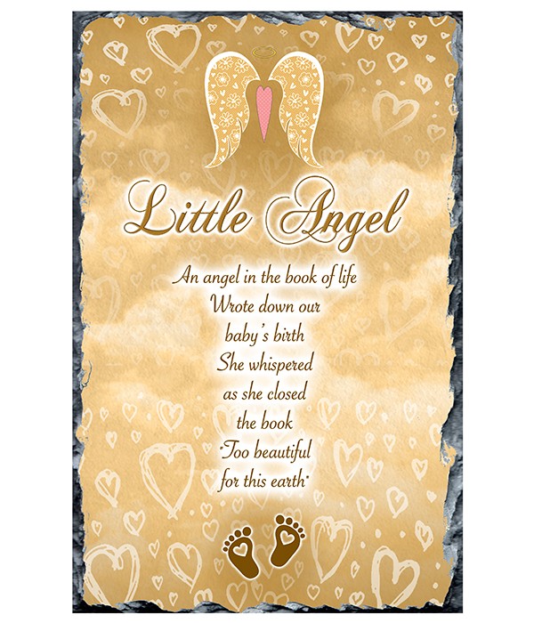 Remembrance Slate Angel Wings Gold