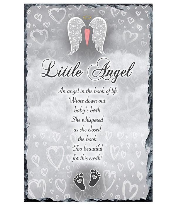 Remembrance Slate Angel Wings Silver