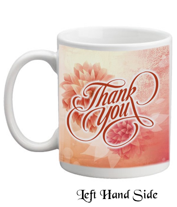 Thank You Peach Heart & Flowers Mug
