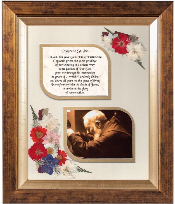 St Pio Prayer, Flowers & Verse & Photo Forever Frame