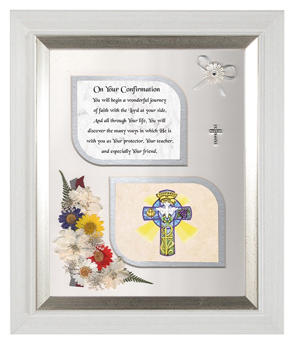 Confirmation, Cross & Flowers Verse & Photo Forever Frame