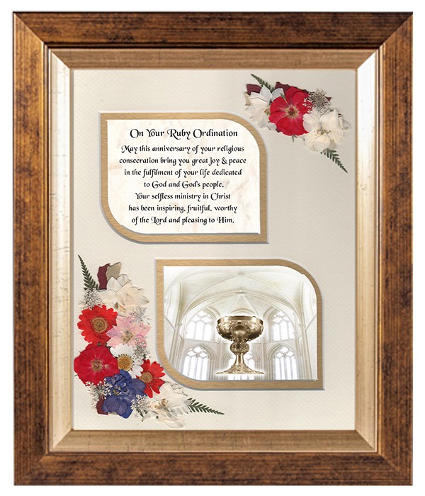 Ruby Jubilee of Ordination, Flowers & Verse & Photo Forever Frame