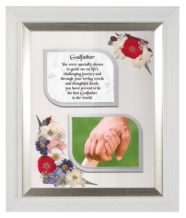 Thank You Godfather, Cross & Flowers Verse & Photo Forever Frame